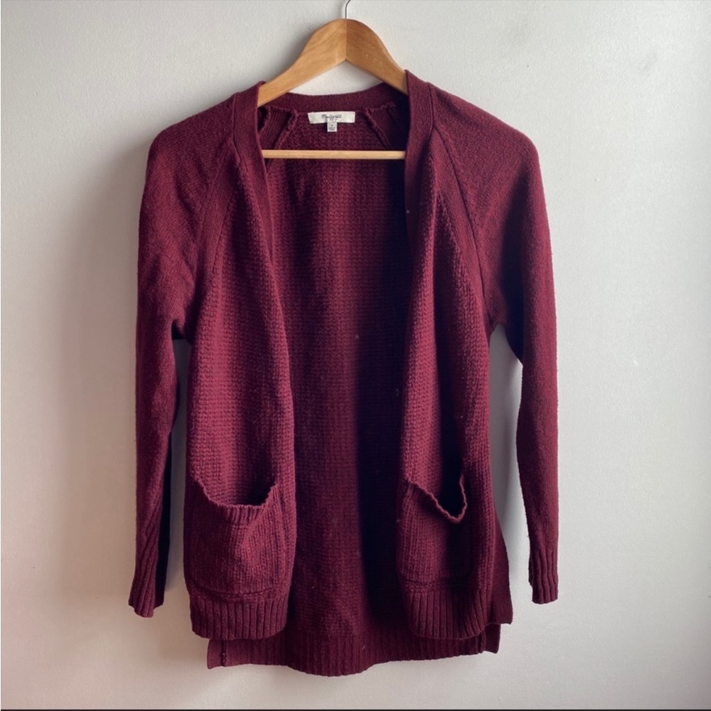 Madewell Texturework Cardigan Marled Cabernet SZ S